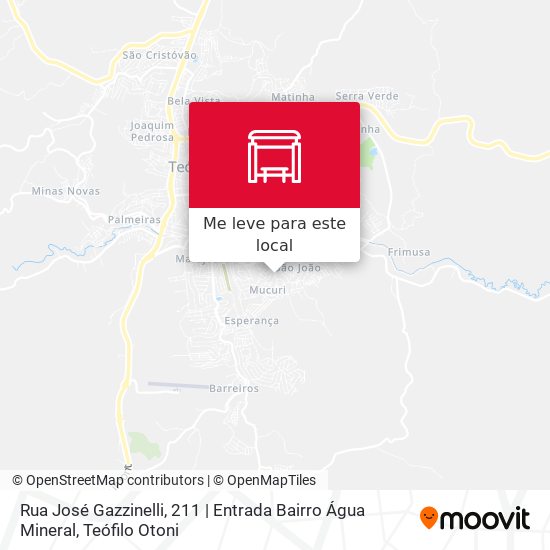 Rua José Gazzinelli, 211 | Entrada Bairro Água Mineral mapa