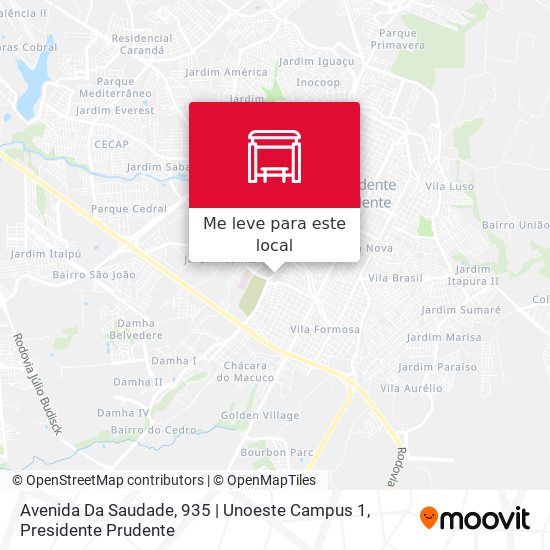 Avenida Da Saudade, 935 | Unoeste Campus 1 mapa