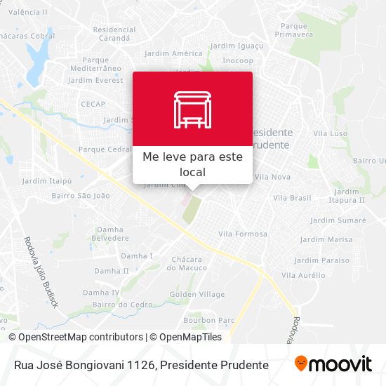Rua José Bongiovani 1126 mapa