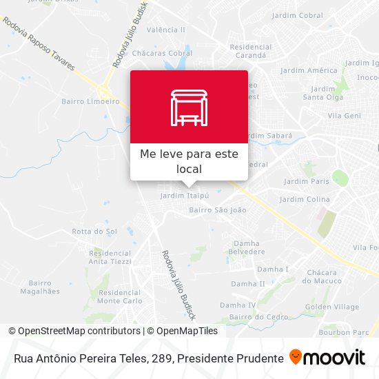 Rua Antônio Pereira Teles, 289 mapa