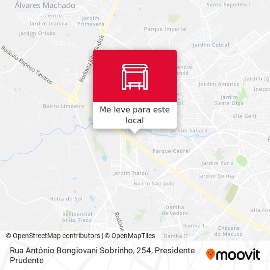 Rua Antônio Bongiovani Sobrinho, 254 mapa