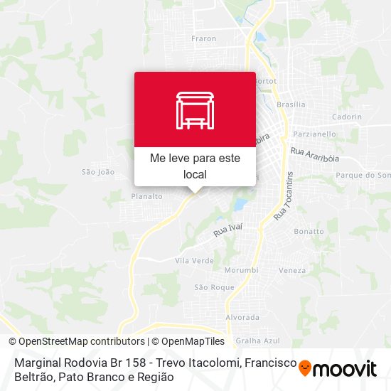 Marginal Rodovia Br 158 - Trevo Itacolomi mapa