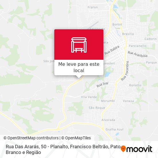 Rua Das Ararás, 50 - Planalto mapa