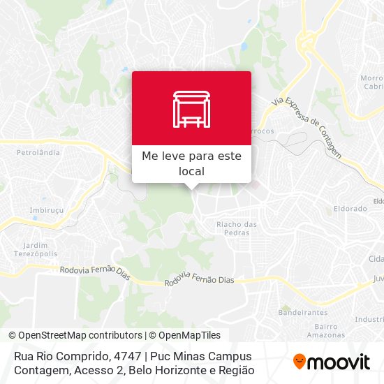 Rua Rio Comprido, 4747 | Puc Minas Campus Contagem, Acesso 2 mapa