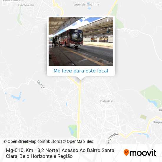 Mg-010, Km 18,2 Norte | Acesso Ao Bairro Santa Clara mapa