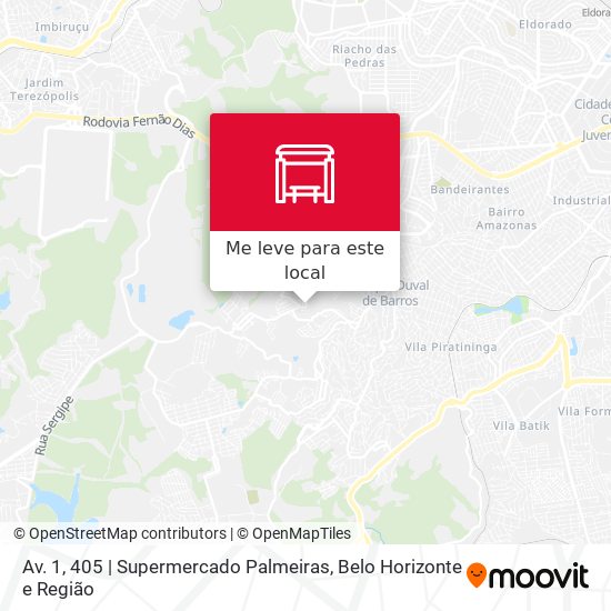 Av. 1, 405 | Supermercado Palmeiras mapa