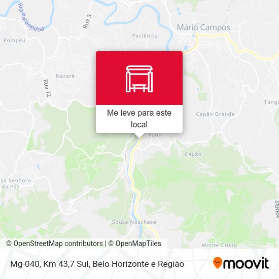 Mg-040, Km 43,7 Sul mapa