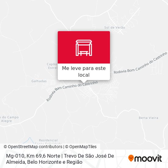 Mg-010, Km 69,6 Norte | Trevo De São José De Almeida mapa