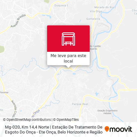 Mg-020, Km 14,4 Norte | Estação De Tratamento De Esgoto Do Onça - Ete Onça mapa