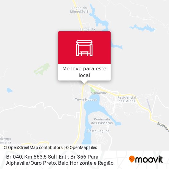 Br-040, Km 563,5 Sul | Entr. Br-356 Para Alphaville / Ouro Preto mapa