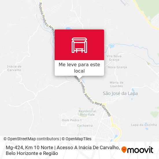 Mg-424, Km 10 Norte | Acesso A Inácia De Carvalho mapa