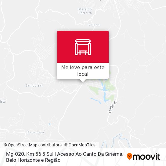 Mg-020, Km 56,5 Sul | Acesso Ao Canto Da Siriema mapa