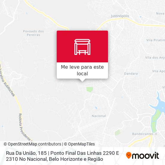 Rua Da União, 185 | Ponto Final Das Linhas 2290 E 2310 No Nacional mapa