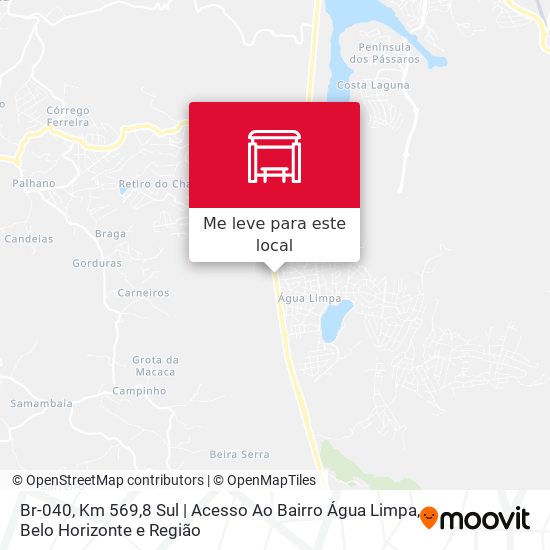 Br-040, Km 569,8 Sul | Acesso Ao Bairro Água Limpa mapa