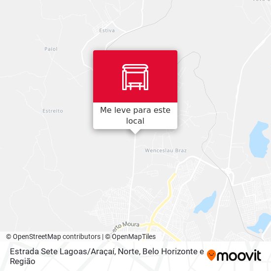Estrada Sete Lagoas / Araçaí, Norte mapa