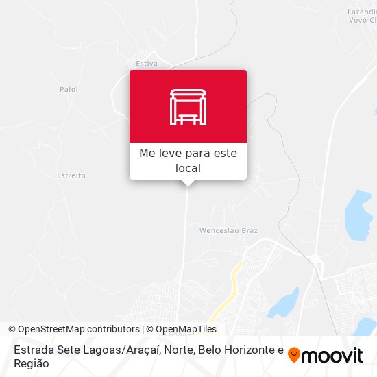 Estrada Sete Lagoas / Araçaí, Norte mapa