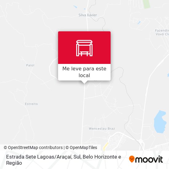 Estrada Sete Lagoas / Araçaí, Sul mapa