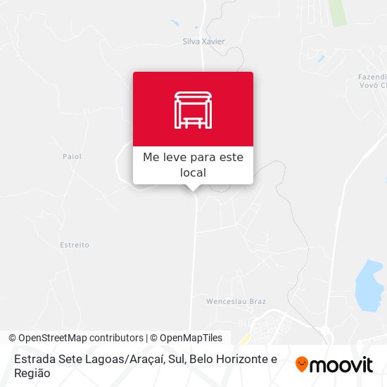 Estrada Sete Lagoas / Araçaí, Sul mapa