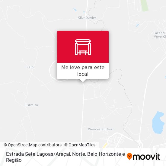 Estrada Sete Lagoas / Araçaí, Norte mapa