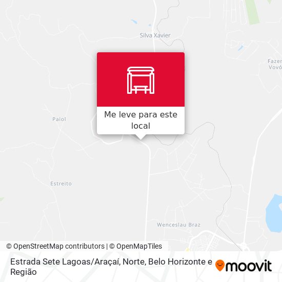 Estrada Sete Lagoas / Araçaí, Norte mapa