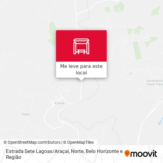 Estrada Sete Lagoas / Araçaí, Norte mapa