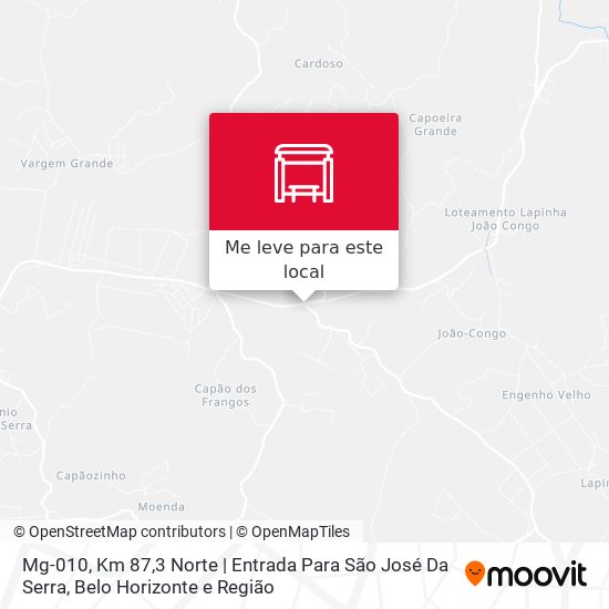 Mg-010, Km 87,3 Norte | Entrada Para São José Da Serra mapa