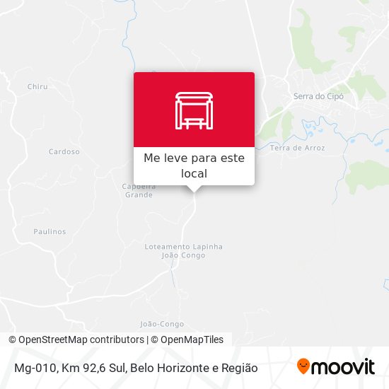 Mg-010, Km 92,6 Sul mapa
