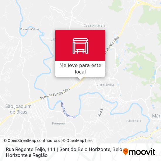 Rua Regente Feijó, 111 | Sentido Belo Horizonte mapa