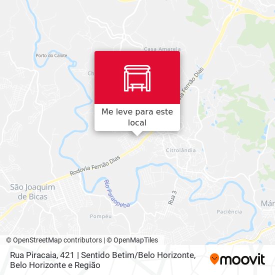 Rua Piracaia, 421 | Sentido Betim / Belo Horizonte mapa