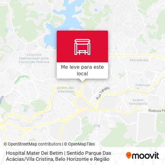 Hospital Mater Dei Betim | Sentido Parque Das Acácias / Vila Cristina mapa