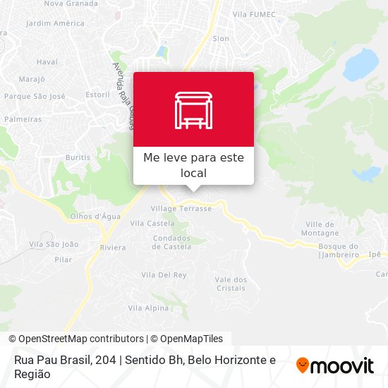 Rua Pau Brasil, 204 | Sentido Bh mapa