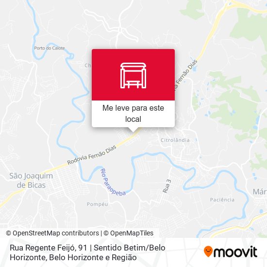 Rua Regente Feijó, 91 | Sentido Betim / Belo Horizonte mapa