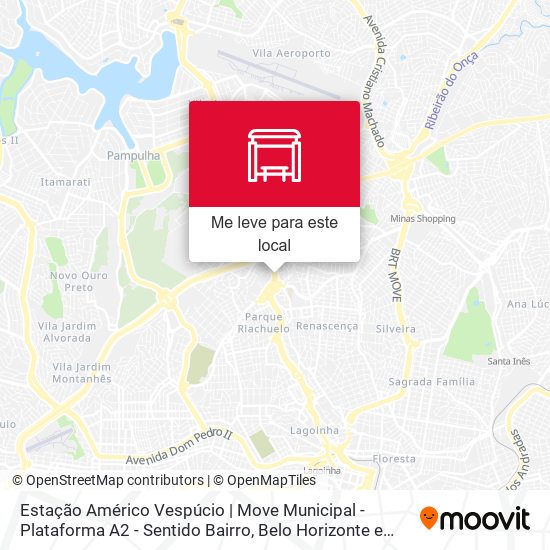 Estação Américo Vespúcio | Move Municipal - Plataforma A2 - Sentido Bairro mapa