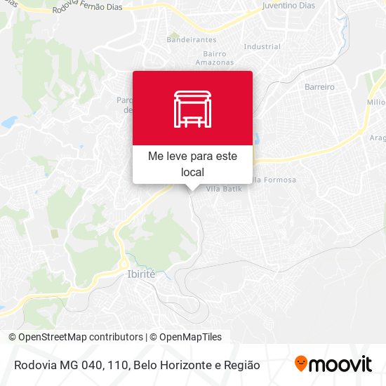 Rodovia MG 040, 110 mapa