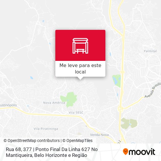 Rua 68, 377 | Ponto Final Da Linha 627 No Mantiqueira mapa