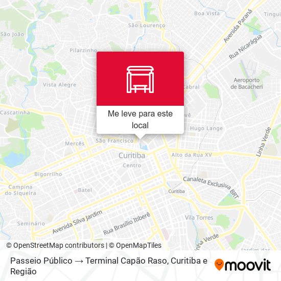 Passeio Público → Terminal Capão Raso mapa