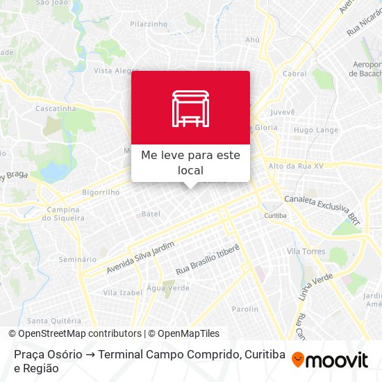 Praça Osório → Terminal Campo Comprido mapa
