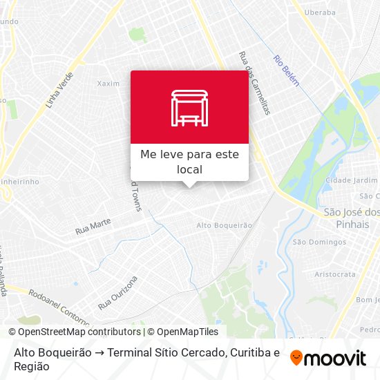 Alto Boqueirão → Terminal Sítio Cercado mapa