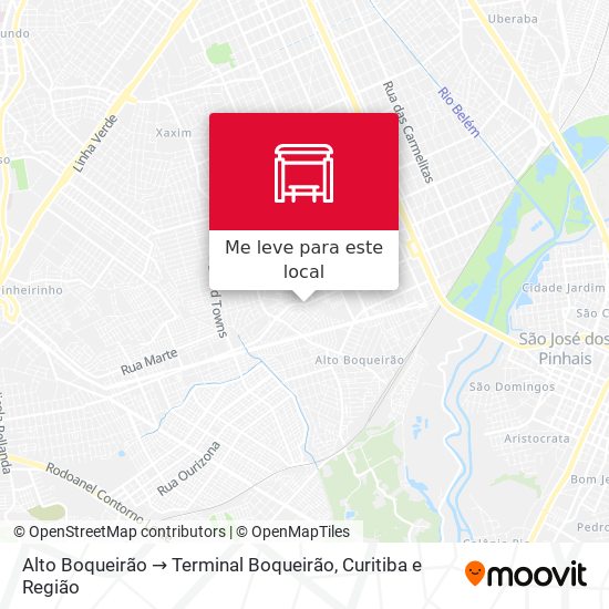 Alto Boqueirão → Terminal Boqueirão mapa
