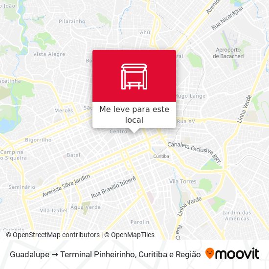 Guadalupe → Terminal Pinheirinho mapa