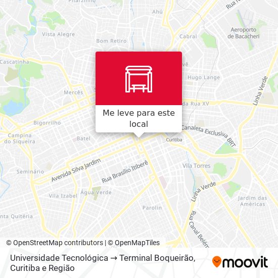 Universidade Tecnológica → Terminal Boqueirão mapa