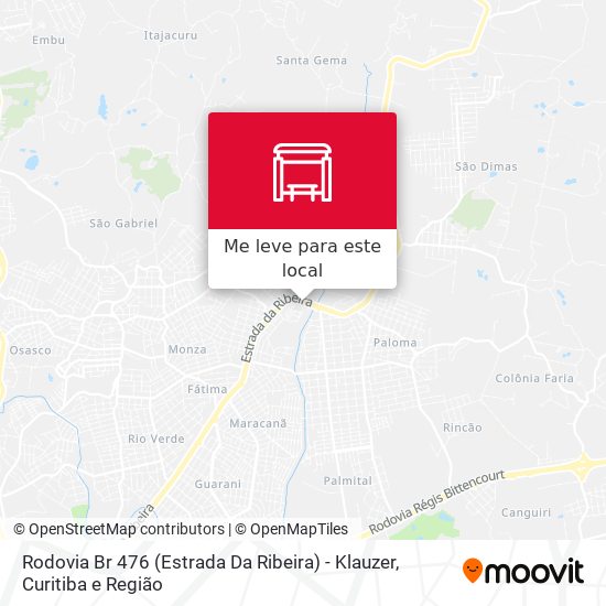Rodovia Br 476 (Estrada Da Ribeira) - Klauzer mapa