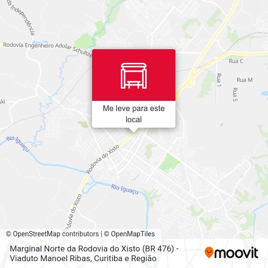 Marginal Norte da Rodovia do Xisto (BR 476) - Viaduto Manoel Ribas mapa