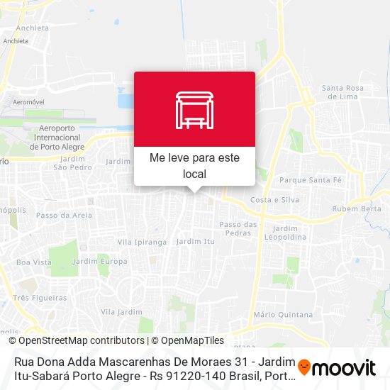Rua Dona Adda Mascarenhas De Moraes 31 - Jardim Itu-Sabará Porto Alegre - Rs 91220-140 Brasil mapa
