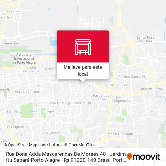 Rua Dona Adda Mascarenhas De Moraes 40 - Jardim Itu-Sabará Porto Alegre - Rs 91220-140 Brasil mapa