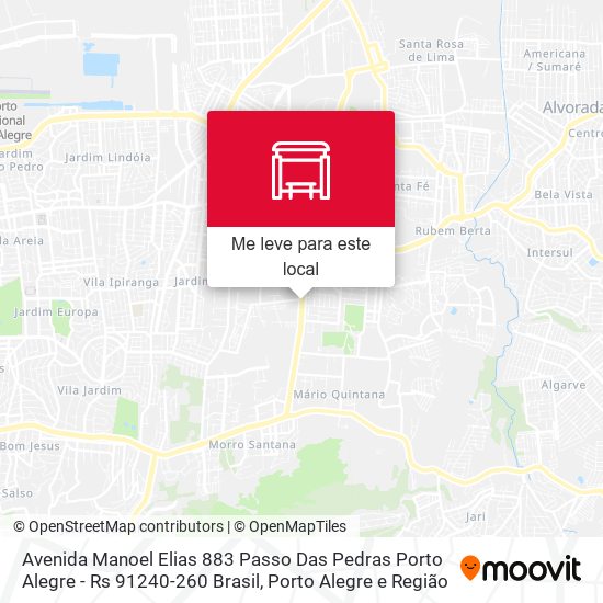 Avenida Manoel Elias 883 Passo Das Pedras Porto Alegre - Rs 91240-260 Brasil mapa