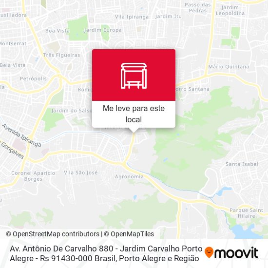 Av. Antônio De Carvalho 880 - Jardim Carvalho Porto Alegre - Rs 91430-000 Brasil mapa