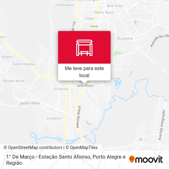1° De Março - Estação Santo Afonso mapa