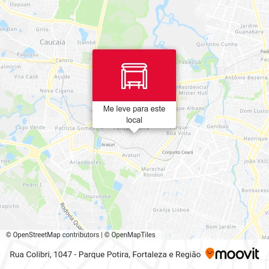 Rua Colibri, 1047 - Parque Potira mapa