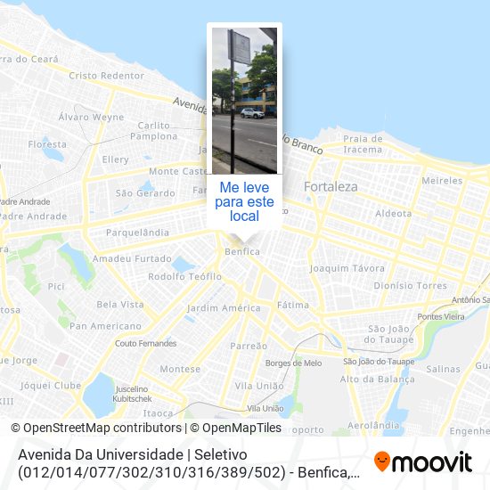 Avenida Da Universidade | Seletivo (012 / 014 / 077 / 302 / 310 / 316 / 389 / 502) - Benfica mapa